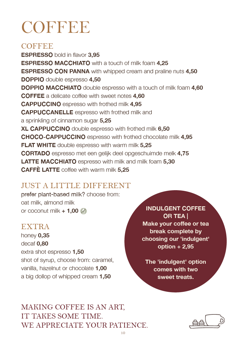 Saranne's Menu AUTUMN 2026 - coffee