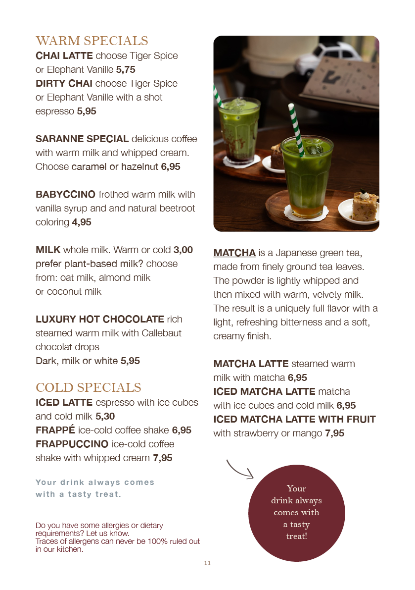 Saranne's Menu AUTUMN 2026 - matcha