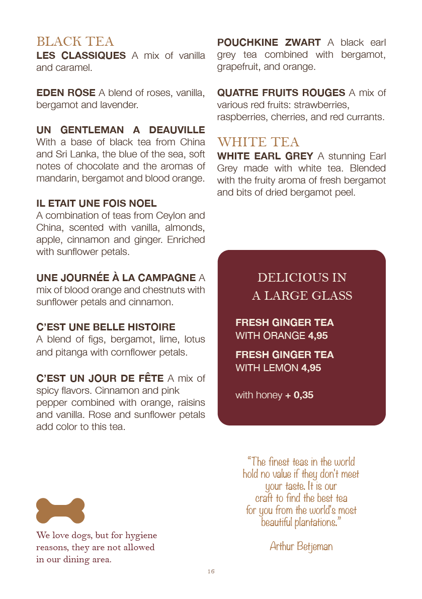 Saranne's Menu AUTUMN 2026 - tea