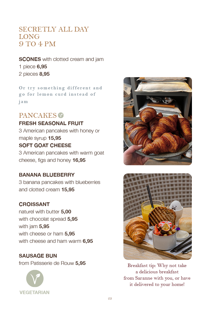 Saranne's Menu AUTUMN 2026 - breakfast