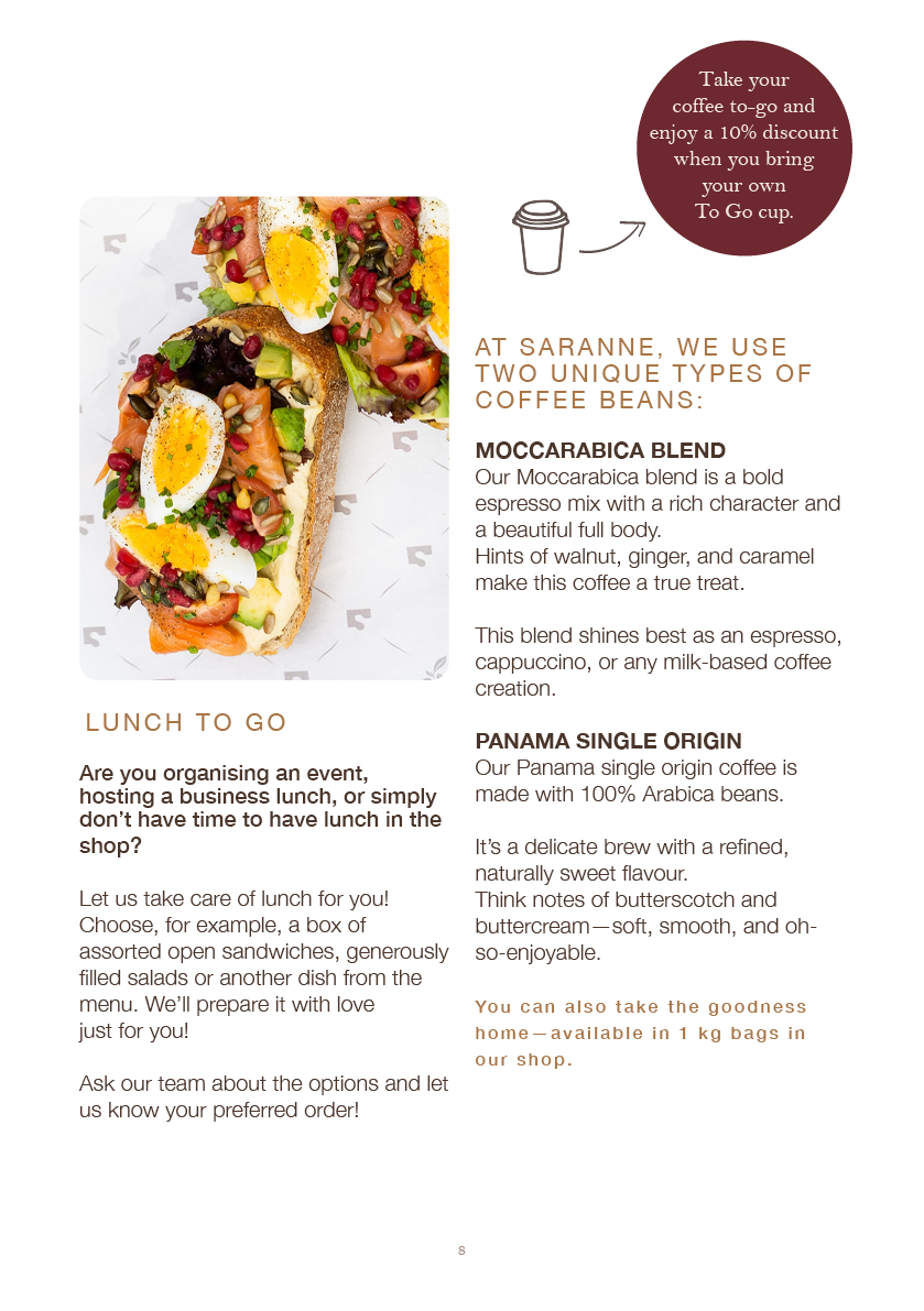 Saranne's Menu AUTUMN 2026 - lunch to go